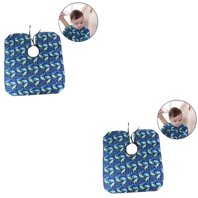 2x Capa de corte de pelo impermeable para niños poliéster Pongee capa de peluquería para niños