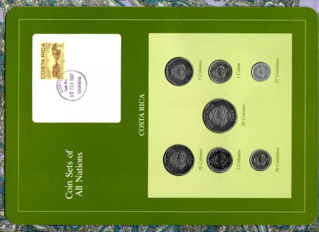 Coin Sets of All Nations Costa Rica w/card 1983-1984 UNC 20 Colones 1983