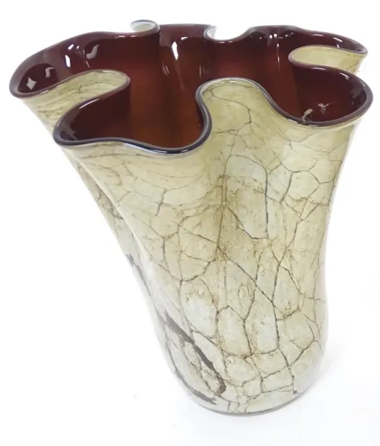 Handblown Art glass Handkerchief Vase by Jozefina Glass Works Krosno
