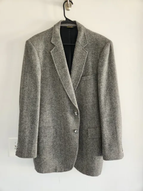 VINTAGE GRAY HERRINGBONE SCHARFF TWEED SPORT COAT sz 44L blazer / suit jacket