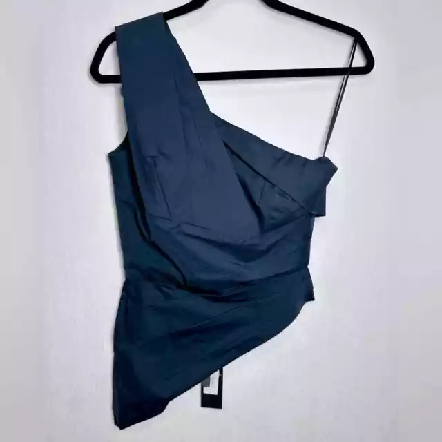 Petersyn one shoulder Nicole top Navy with zipper NWT - S