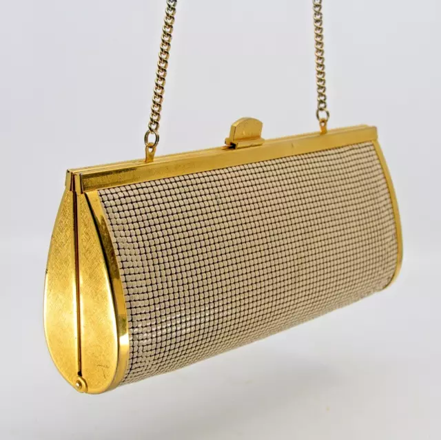 Vintage GLOMESH branded barrel bag - converts to clutch - cream / gold