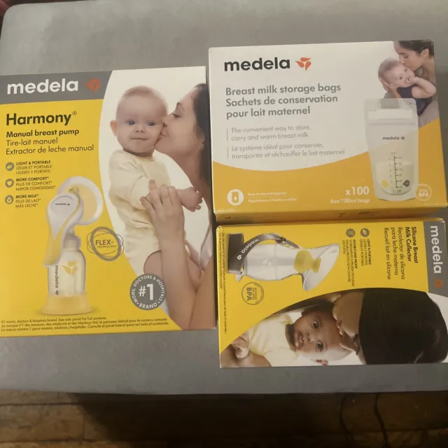 Medela Harmony Manual Breast Pump with Silicone milk collector /100 Storage Bags