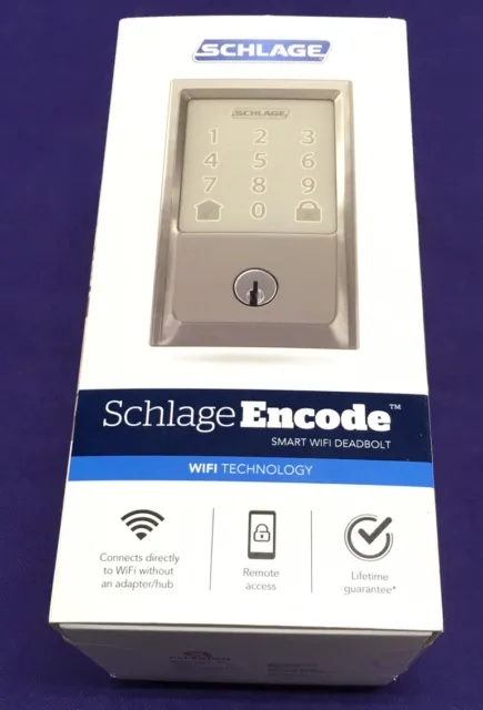 Cerradura de puerta inteligente Schlage Encode BE489WB CEN 6219, níquel satinado color plateado