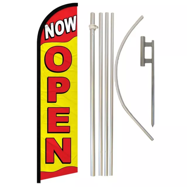 Now Open Windless Banner Swooper Advertising Flag Kit Open Sign We're Open Rd/Yw