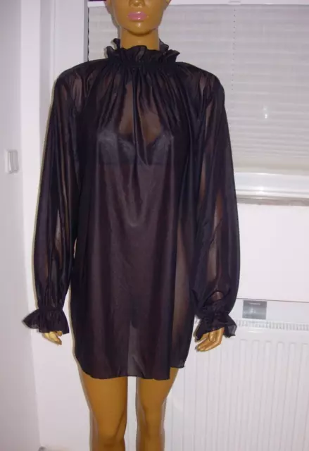 Wundervolles Adult Sissy Nylon Transparent Nachtkleid schwarz
