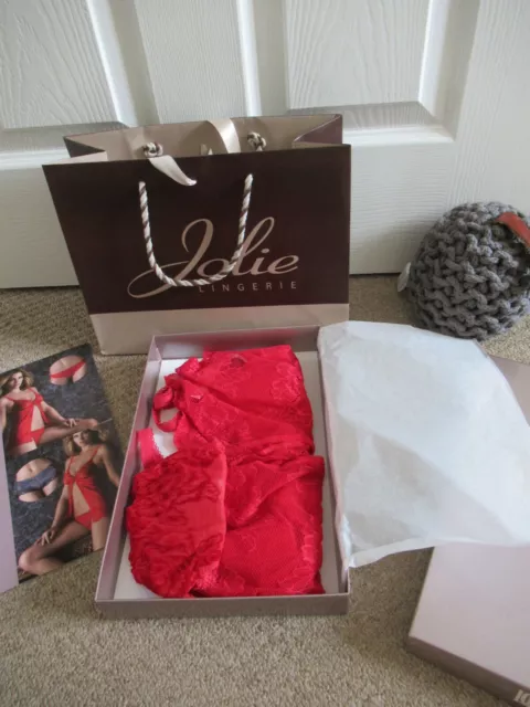 Luxury Lormar Lingerie - Baby Doll & Thong -Red Lace & Tulle in Branded Gift Box 2