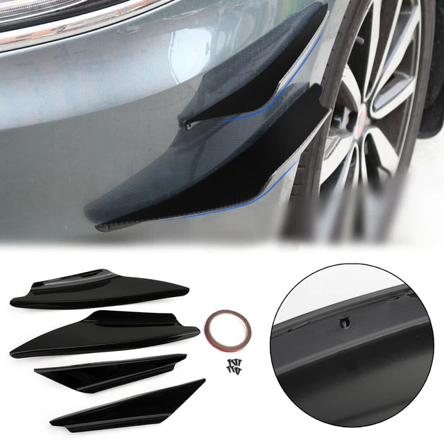 4pcs Universal Gloss Bk Car Front Bumper Fins Body Splitter Spoiler Canards U9