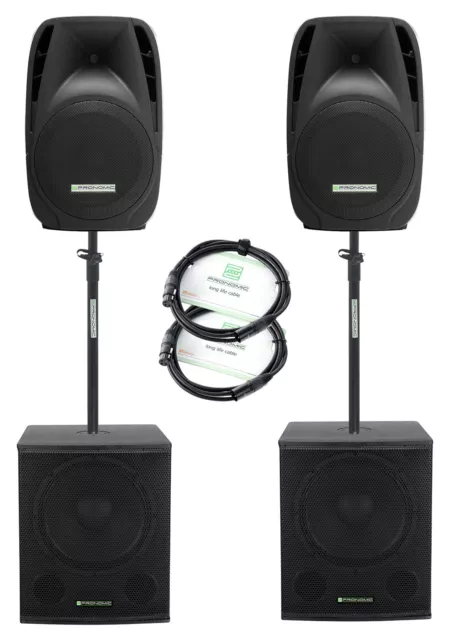 Aktive PA-Anlage mit 2x 18"-Subwoofer und 2x 12"-Hochtöner für Bands und DJs