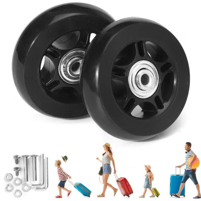 2Pcs 60-80mm Luggage Spinner Wheels Replacement with Tools Low Noise Suitcase