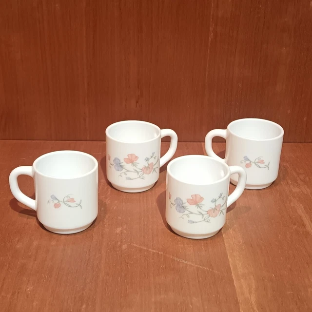 Lot De 4 Tasses à Expresso Vintage Arcopal - Modèles à Poids Colorés - Occasion En Bon état, Trop Mignonnes !