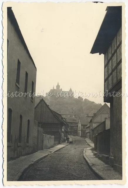 Wernigerode im Harz 1956 - schöne alte Gasse Blick Schloss - Altes Foto 1950er