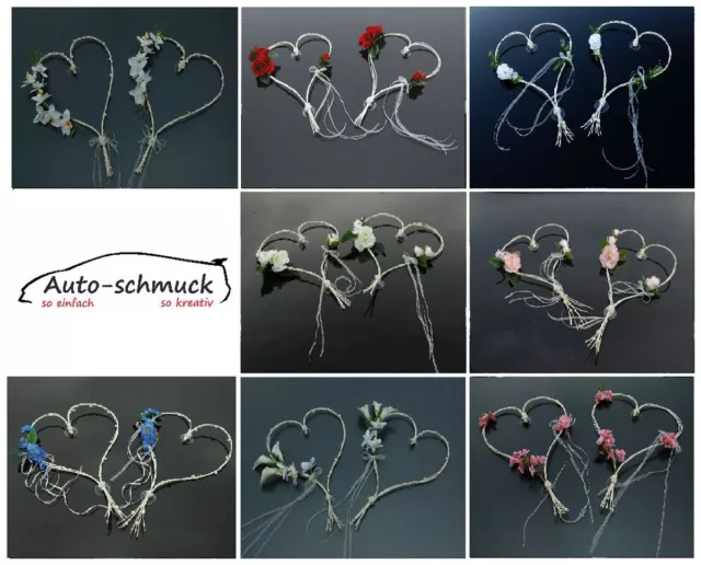 ROMANTISCHE HERZEN Auto Schmuck Braut Rose Deko Dekoration hochzeit autoschmuck