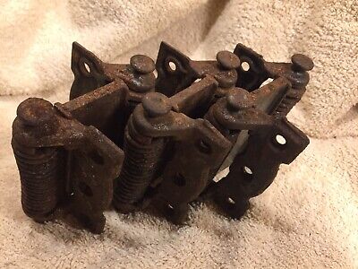 Set Of 3 Antique Matching Double Acting Spring Hinges Victorian
