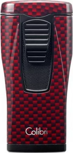 Colibri "Monaco" 3 Triple-Jet Flame Cigar Lighter / Carbon Design Red ** New **