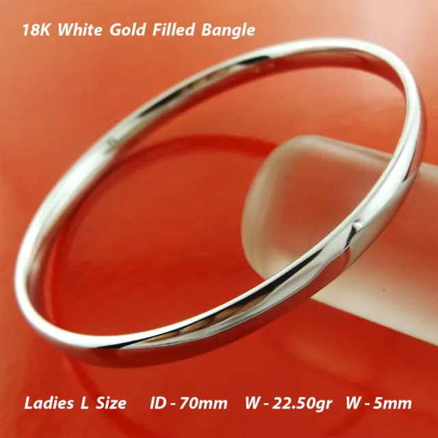 Bangle Real 18K White Gold Filled Solid Ladies Large Sz Bracelet 70mm **********
