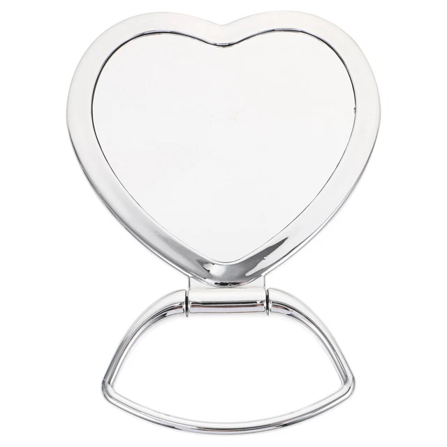 Espejo cosmético doméstico plegable escritorio dual con espejo de diseño de corazón