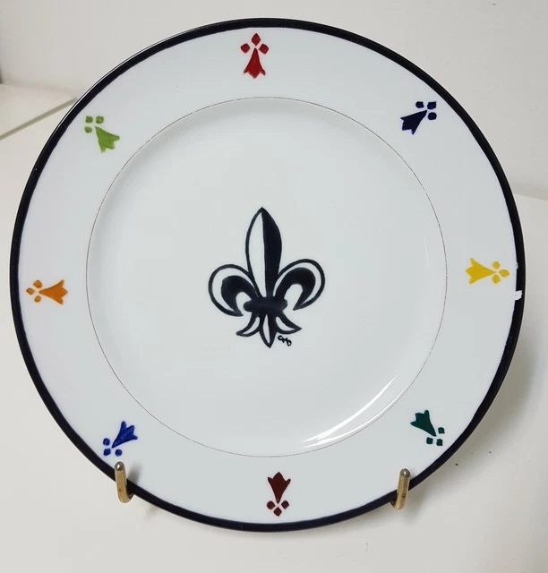 Pendentif Fleur De Lys En Porcelaine De Limoges Signé CASTEL Avec Chaîne - Collier Occasion En Bon état