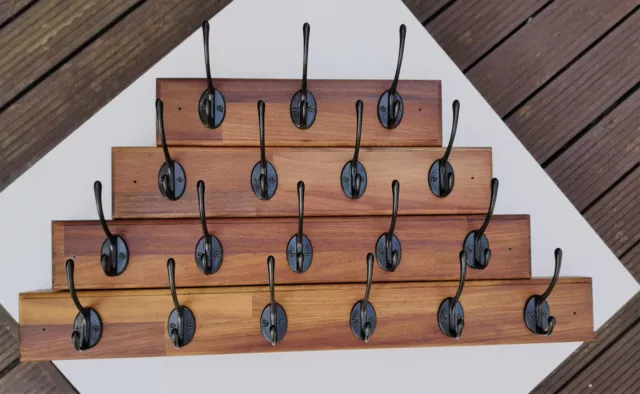 Wooden Oak, Walnut Hanger Coat Rack Handmade Wall Mounted