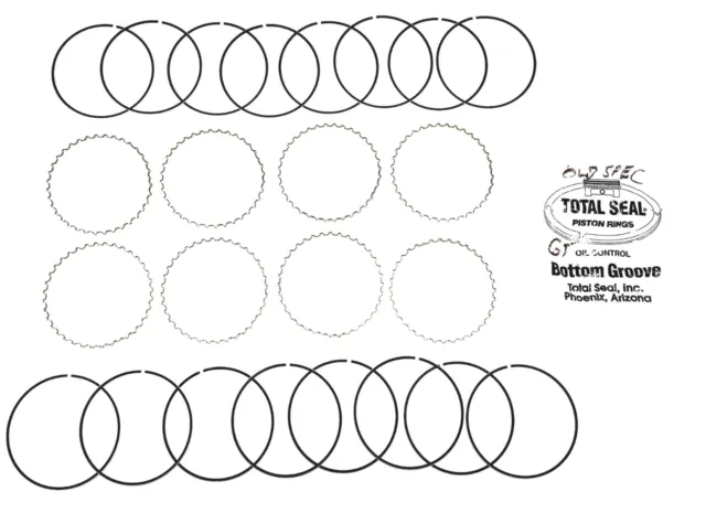 Total Seal 1100 120 ORWI 3 Piece Oil Piston Ring Set 000701 NOS