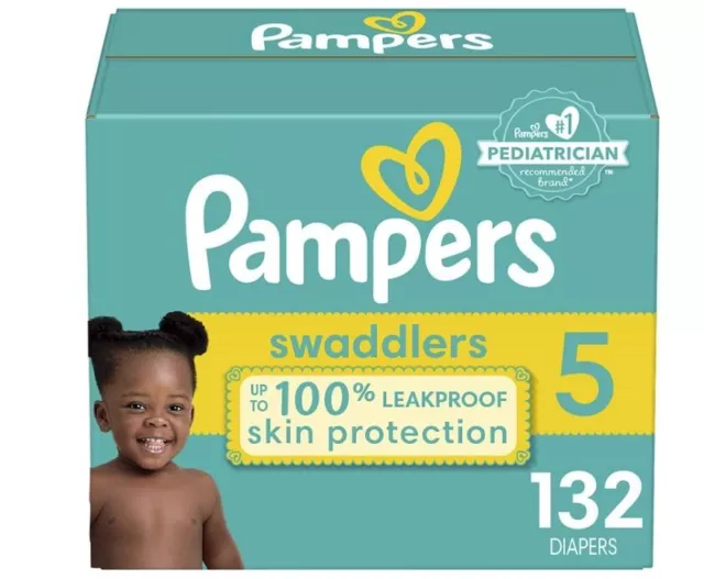 Diapers Size 5, 132 Count - Pampers Swaddlers Disposable Baby Diapers