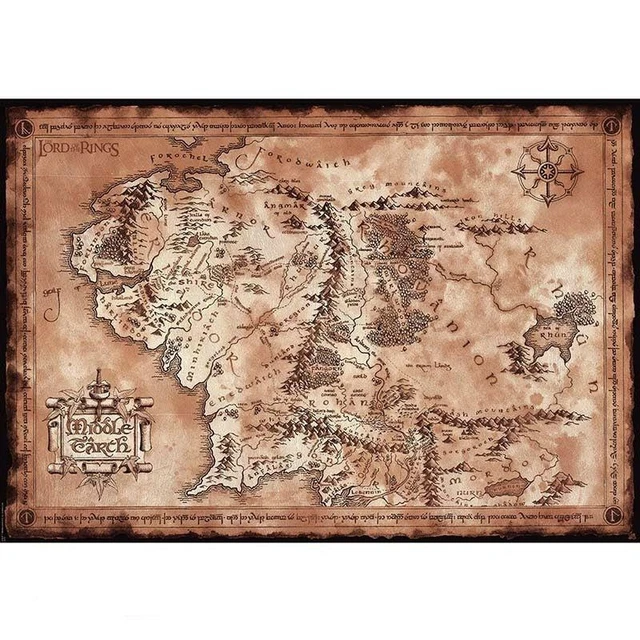 MAXI POSTER LE Seigneur des Anneaux 61x91,5 - Carte Terre du Milieu EUR  11,19 - PicClick FR