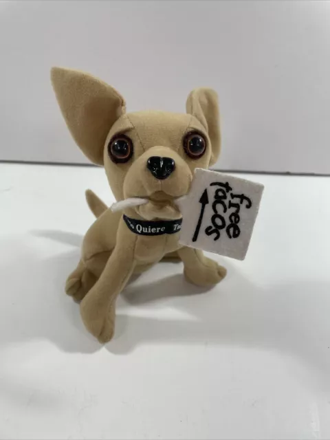 Talking Yo Quiero Taco Bell Dog Chihuahua Plush Stuffed Animal w Free Tacos Sign