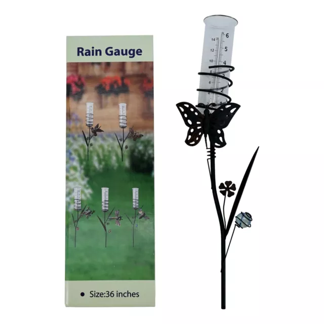 Butterfly 36 in Garden Stake Decorative Rain Gauge Water Measurement Decoration