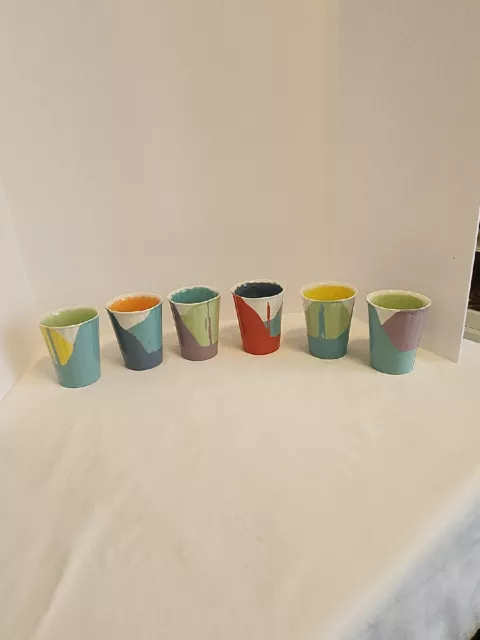 DALE FRANCES Porcelain POURed Handmade Cups Tumblers 3.5" - Set Of 6