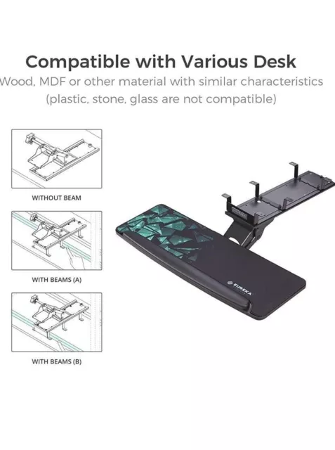 EUREKA ERGONOMIC Height Adjustable Mouse & Keyboard Tray Under Desk, 28x10''