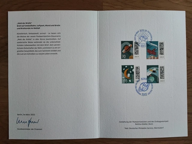 Ministerfaltkarte Welt Der Briefe Umlaufbahn Mond Luftpost Erstausgabe 2022