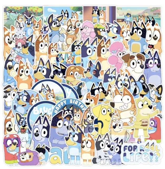 10pcs Bluey Inspired Stickers Dog Cartoon Bingo