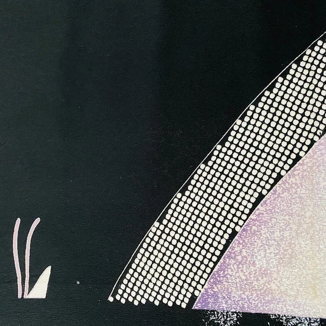 Glory #A 13x62 LONG Vintage Tomesode Black Silk Japanese Kimono Fabric ToD64