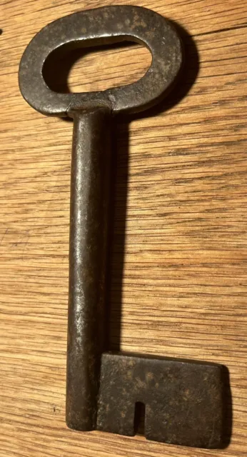 Large 18th Century Hand Wrought Iron Key. 6.5 Inches Long. 1/2 Pound. Original.
