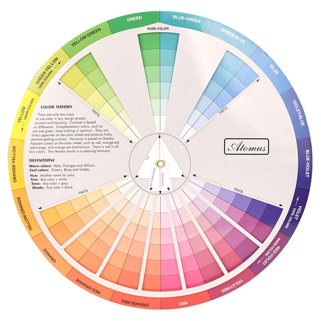 Paper Card Color Mixing Wheel Ink Round Central Circle Rotates Tattoo NailB#w#