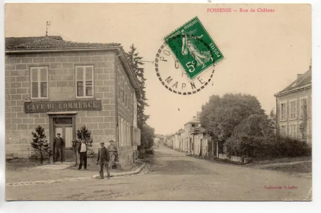 POSSESSION - Marne - CPA 51 - La rue de Chalons - Café du Commerce