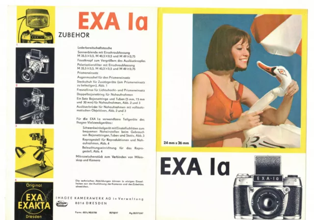 Leaflet Exa Ia 1967 GDR Advertising Camera