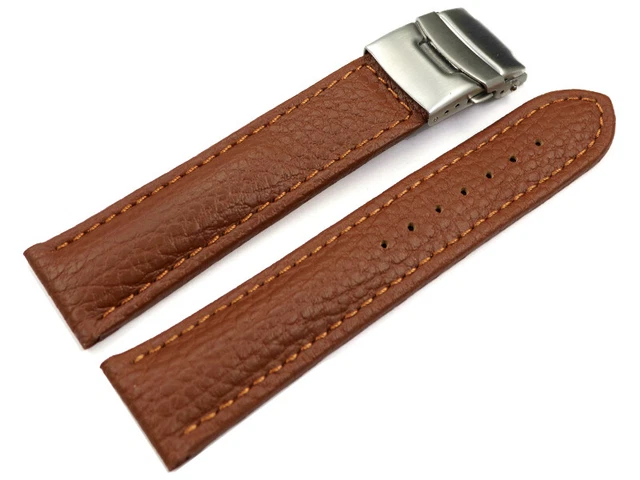 Bracelet De Montre En Cuir De Buffle - Marron Clair - Largeurs 18/20/22/24mm - Neuf Avec étiquettes