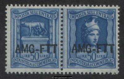 Trieste Industry & Commerce Revenue Stamp, FTT IC64 se-tenant pair, mint, VF