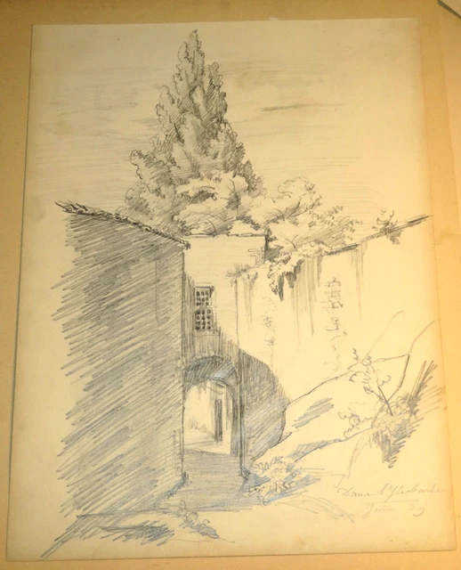 Dessin Paysage Original Louis De Fiancette D'Agos 1837 - Crayon, Académisme