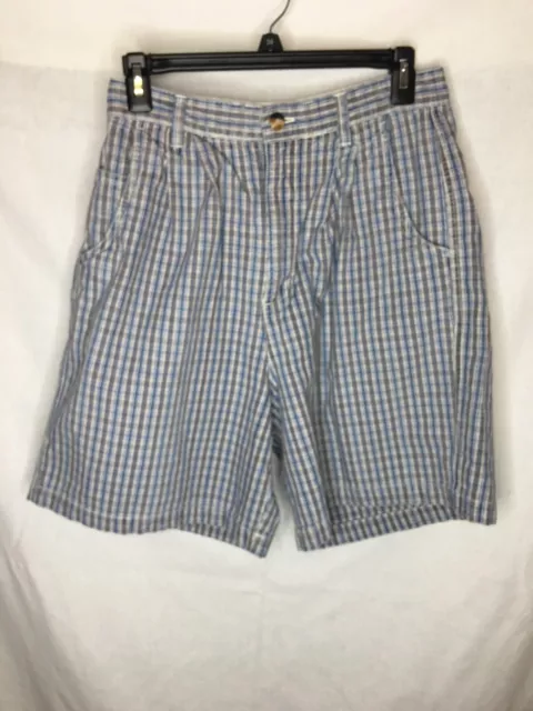 GV Gloria Vanderbilt Womens Shorts Size 10 Plaid Cotton Checked Gray #816