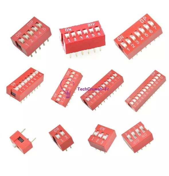 10PCS Red 2.54mm Pitch Slide Type DIP Switch 1-Bit 2-Bit 3-Bit 4-Bit 5-Bit 6-Bit