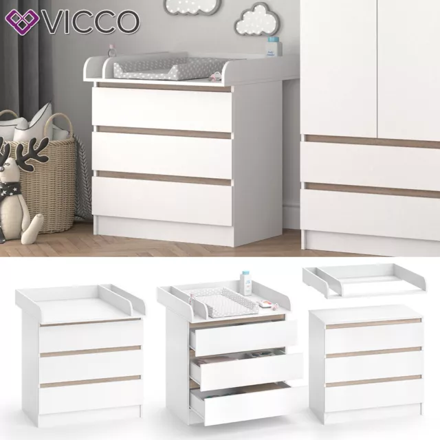 VICCO cómoda para cambiar pañales Emma - Bebé cómoda mesa para cambiar pañales