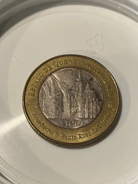 Mexico 2007 $100 Queretaro Silver Center Mexican Coin