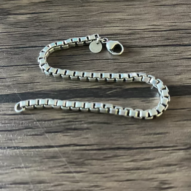 Tiffany & Co. 4 mm Venetian Box Link Chain Bracelet 7-3/4" in Sterling Silver