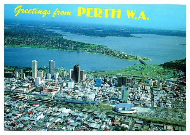 Perth Western Australia Aerial View Perth City Buildings Chrome Postcard