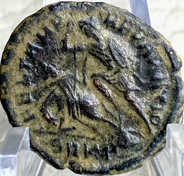 Ancient Roman Coin 348-350AD Soldier Spearing Horseman Emperor Constantius II