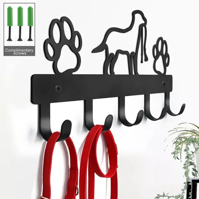 Metal Paw Pet Dog Hanger 5 Hooks Coat Key Lead Leash Wall Rack Holder Organizer