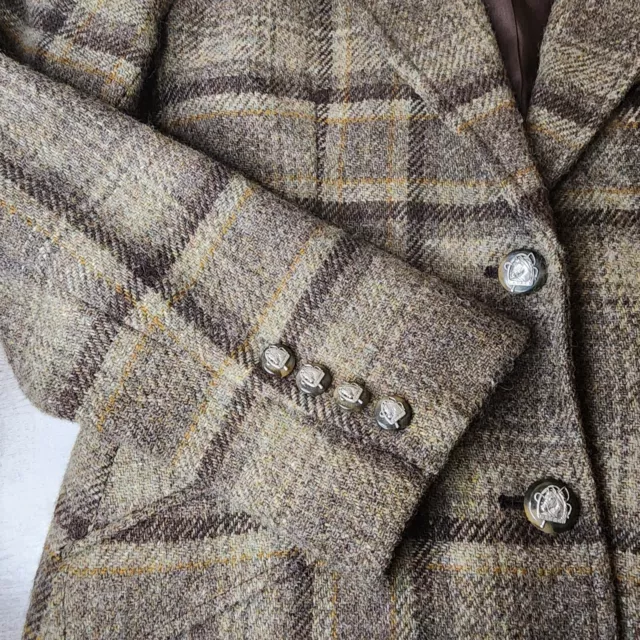 RALPH LAUREN EQUESTRIAN Women's Blazer Jacket Wool Tweed Horse Button ...