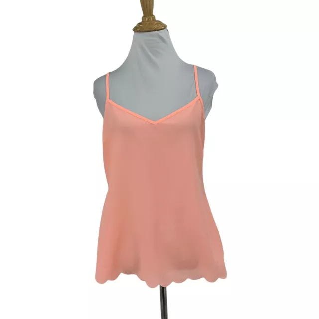 E by Eloise Lila Cami Tank Size S Coral Anthropologie Scalloped Hem Low Back Top